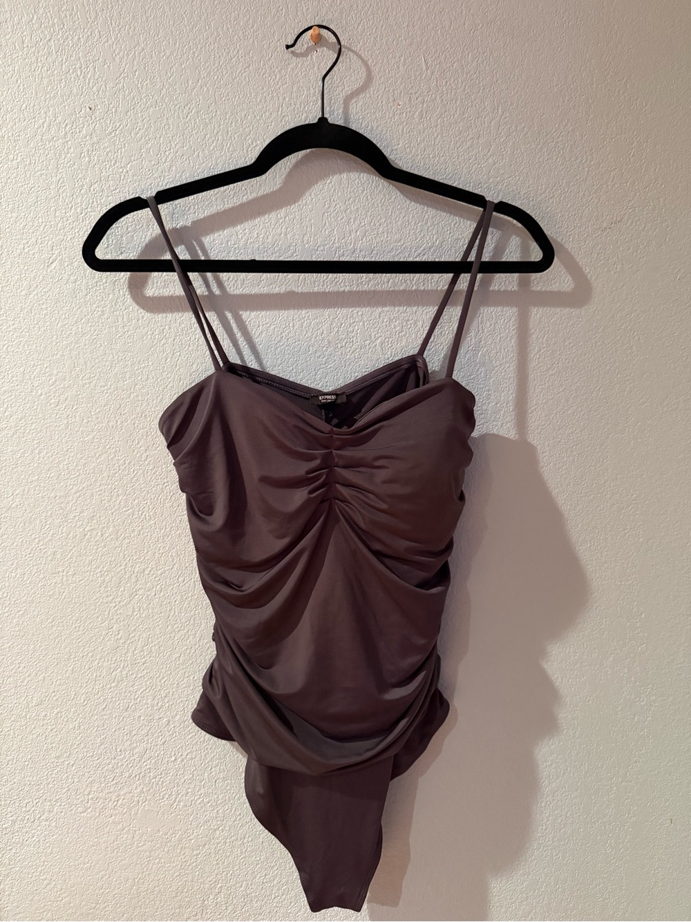 NWOT Express Ruched Bodysuit - Gray
